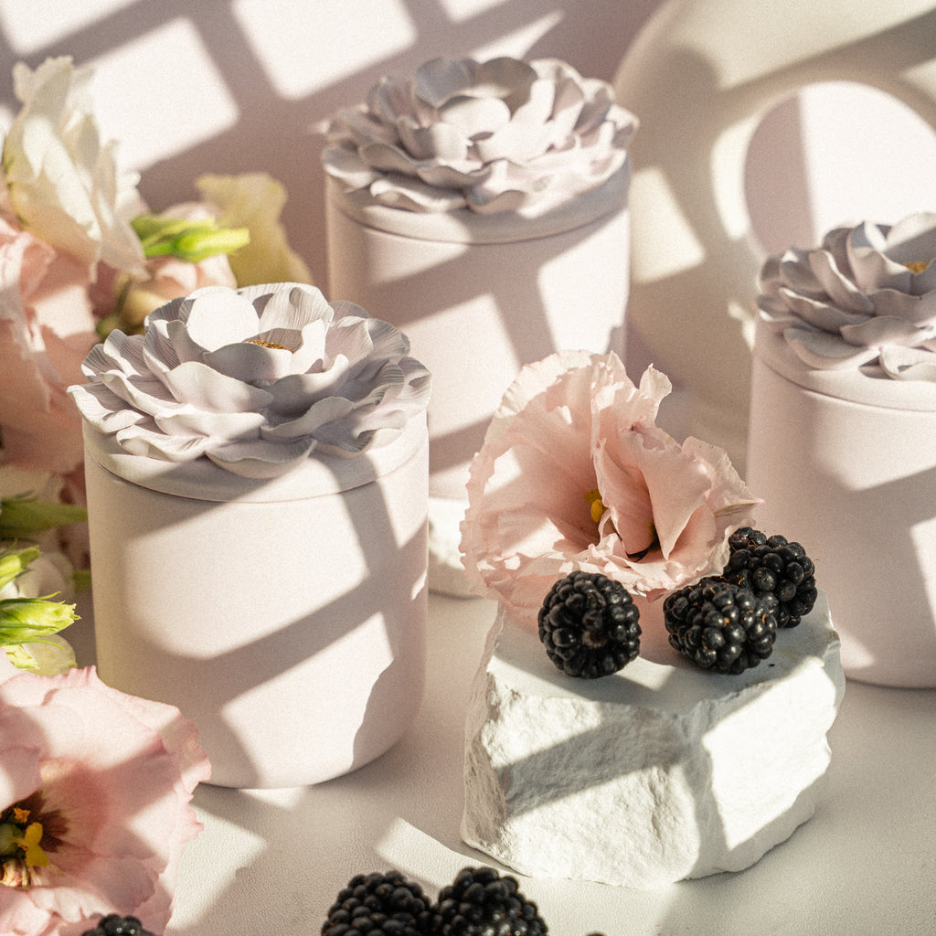 Soy wax scented candle with cotton wick for clean and even burn