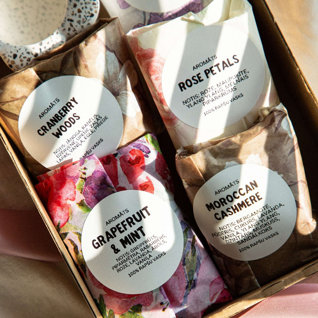 Ģipša tējas sveču turētājs & 5 aromātiskas rapšu vaska tējas sveces | Roku darbs - LILELE STUDIO