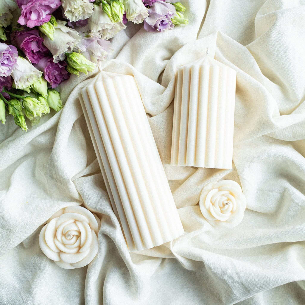 Minimalist natural wax candle decor gift set