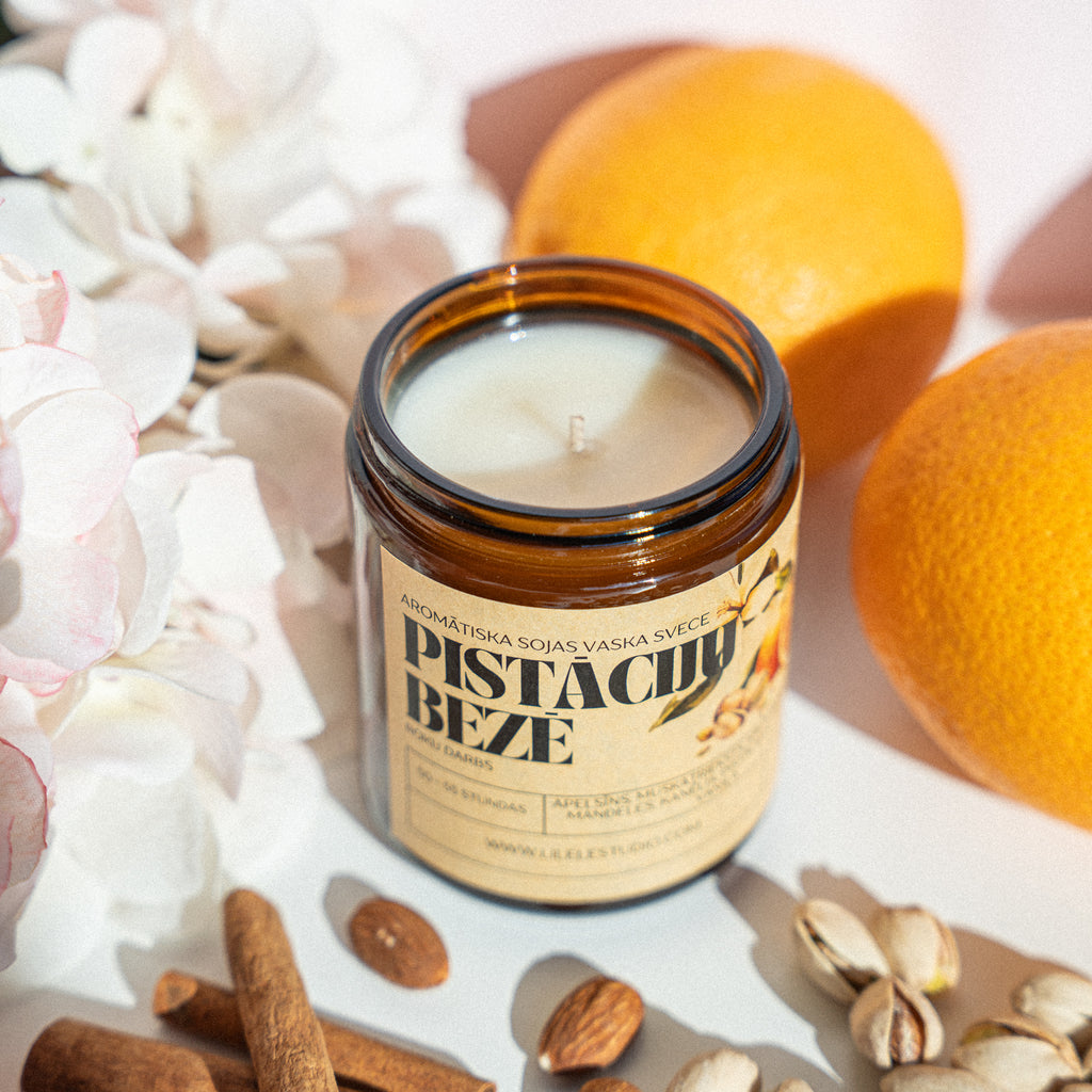 Sojas vaska svece Pistāciju Bezē kā skaista un sirsnīga dāvana īpašam cilvēkam