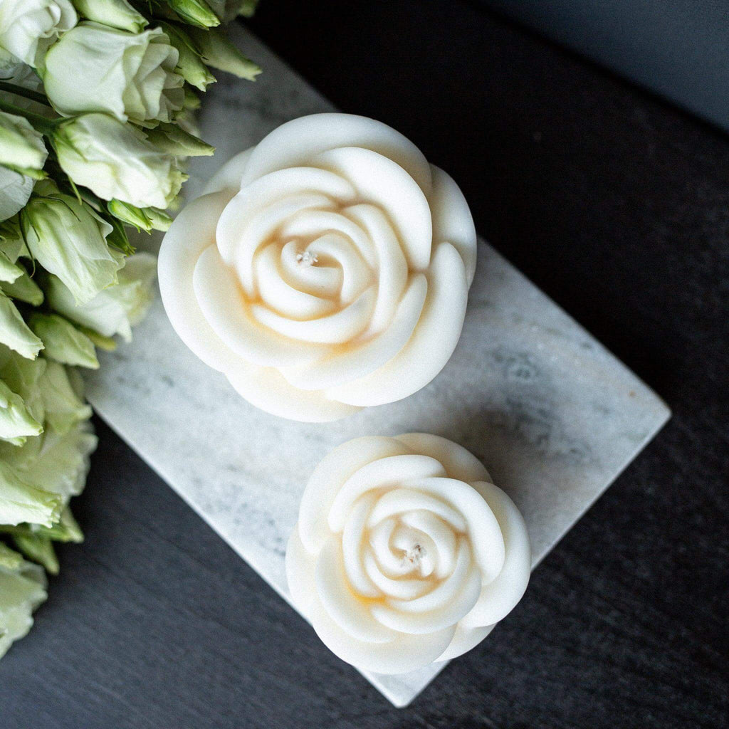 Rapeseed wax pillar candle ROSE PETALS - LILELE STUDIO