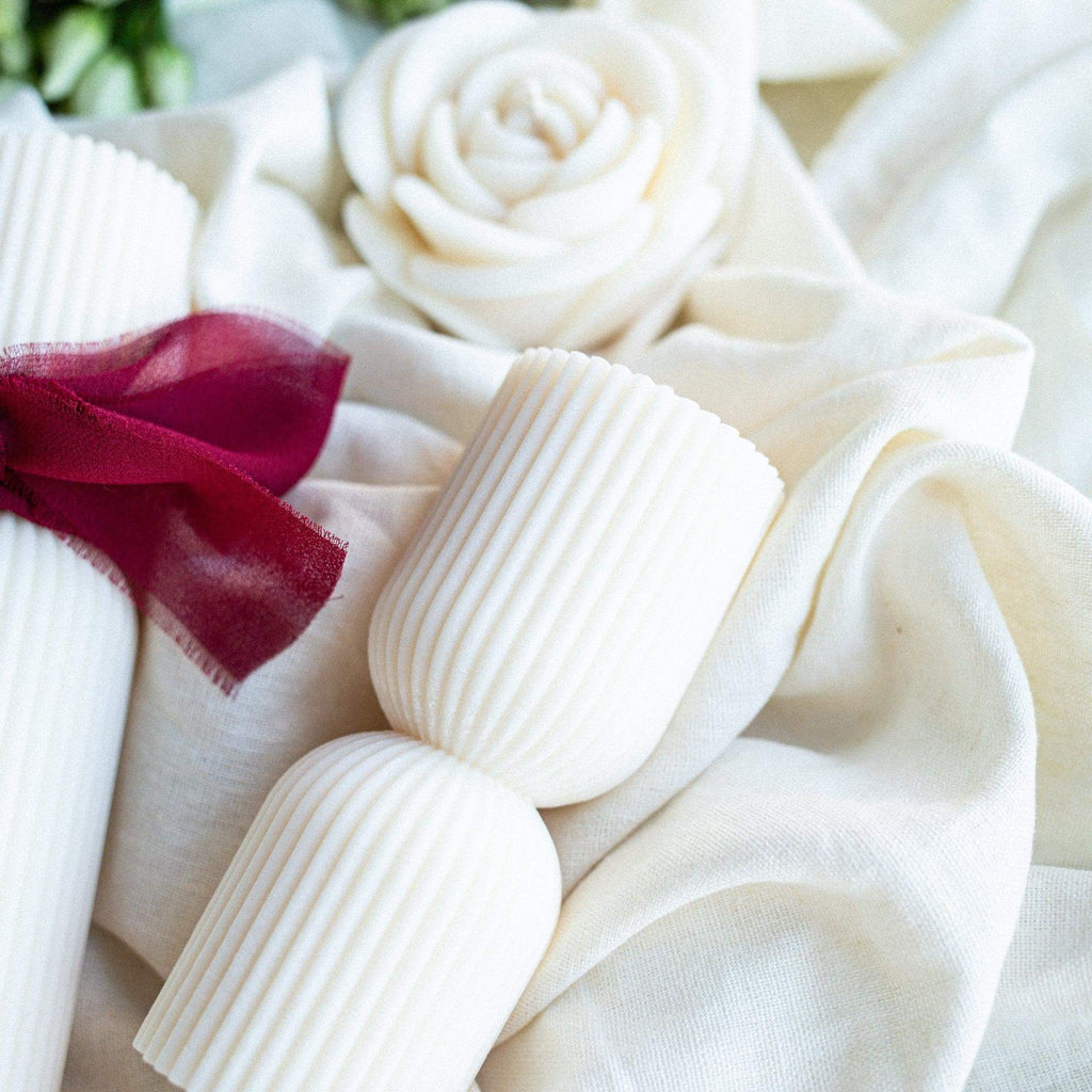 Rapeseed wax pillar candle set RUMI - LILELE STUDIO