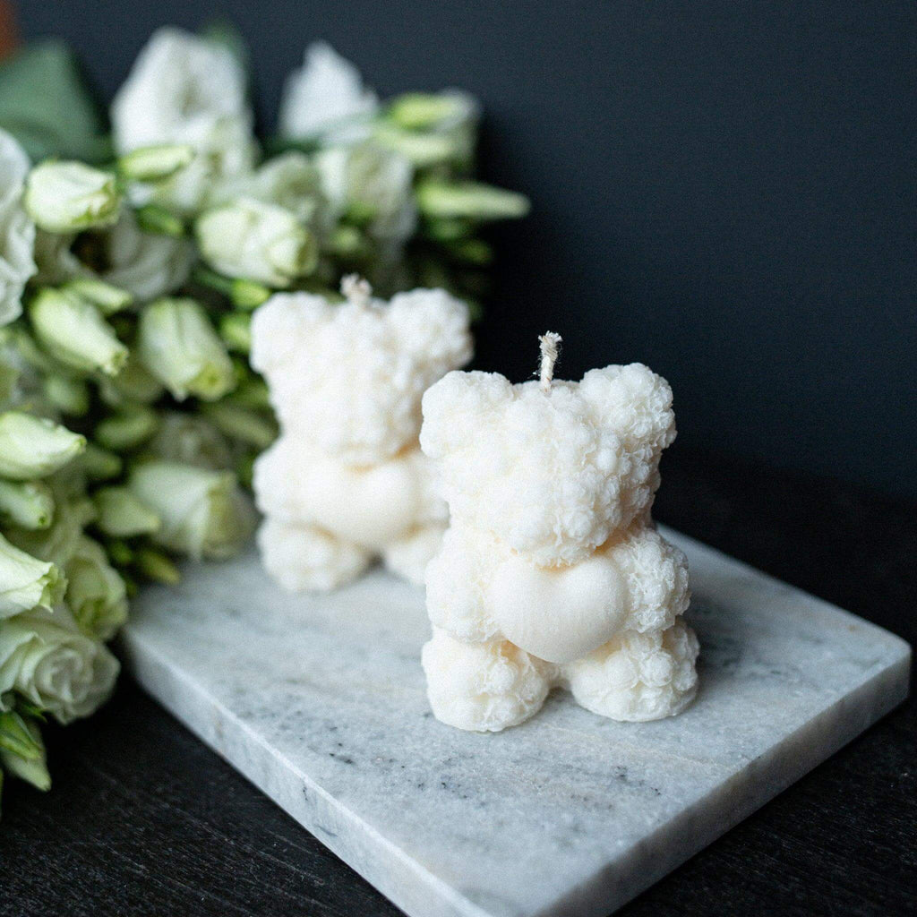 Rapeseed wax pillar candle teddy bear - LILELE STUDIO