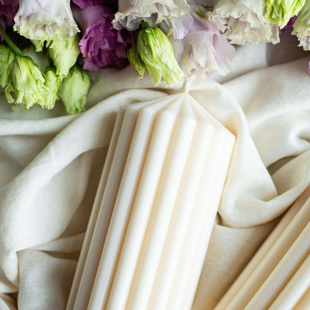 Handmade rapeseed wax pillar candle set TIDE